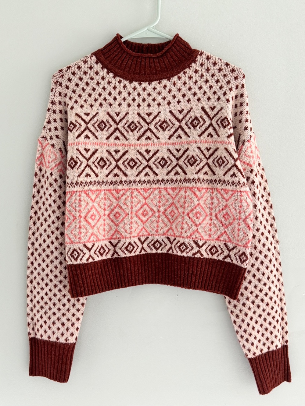 American Eagle Fair Isle Mock Neck Sweater Small